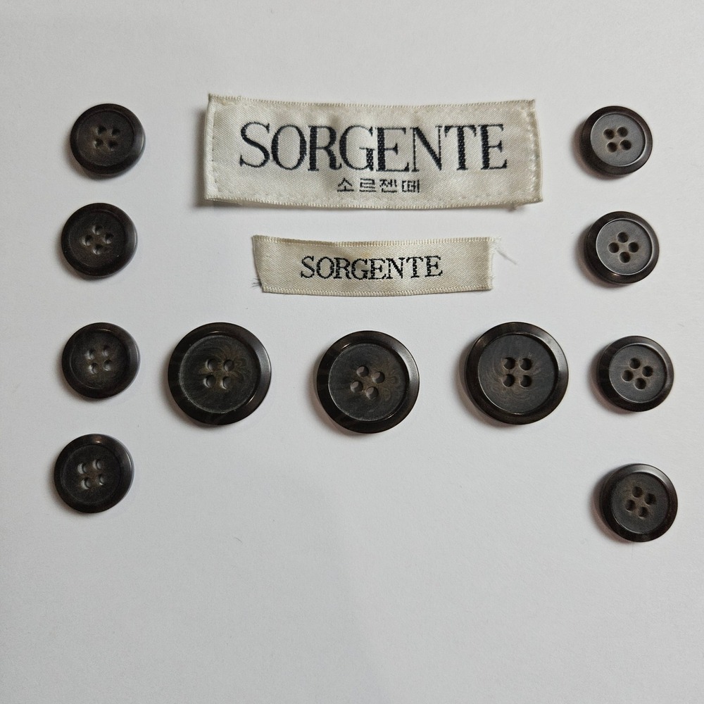 Sorgente Dark Brown Suit‎ Blazer Replacement Buttons Marbled 4-Hole Set of 11